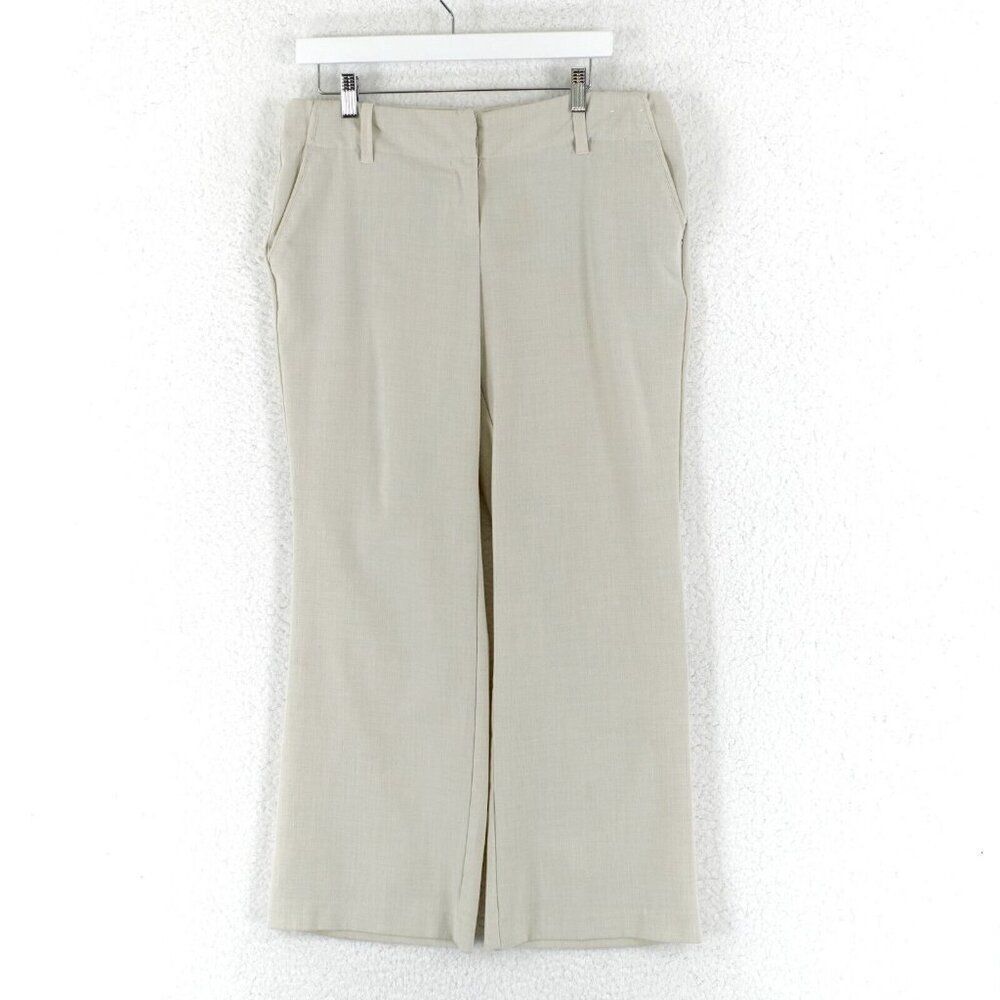 New York & Company Stretch Cream Mid Rise Size 12‎ Polyester Dress Pants 35/30